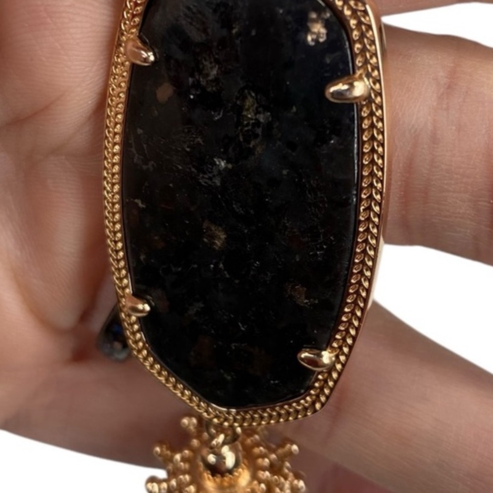 Kendra Scott Rayne Rose Gold black Granite Tassel  Necklace, New w/o tags